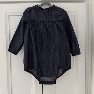 Colored Organics Denim Long Sleeve Baby Romper 12-18M